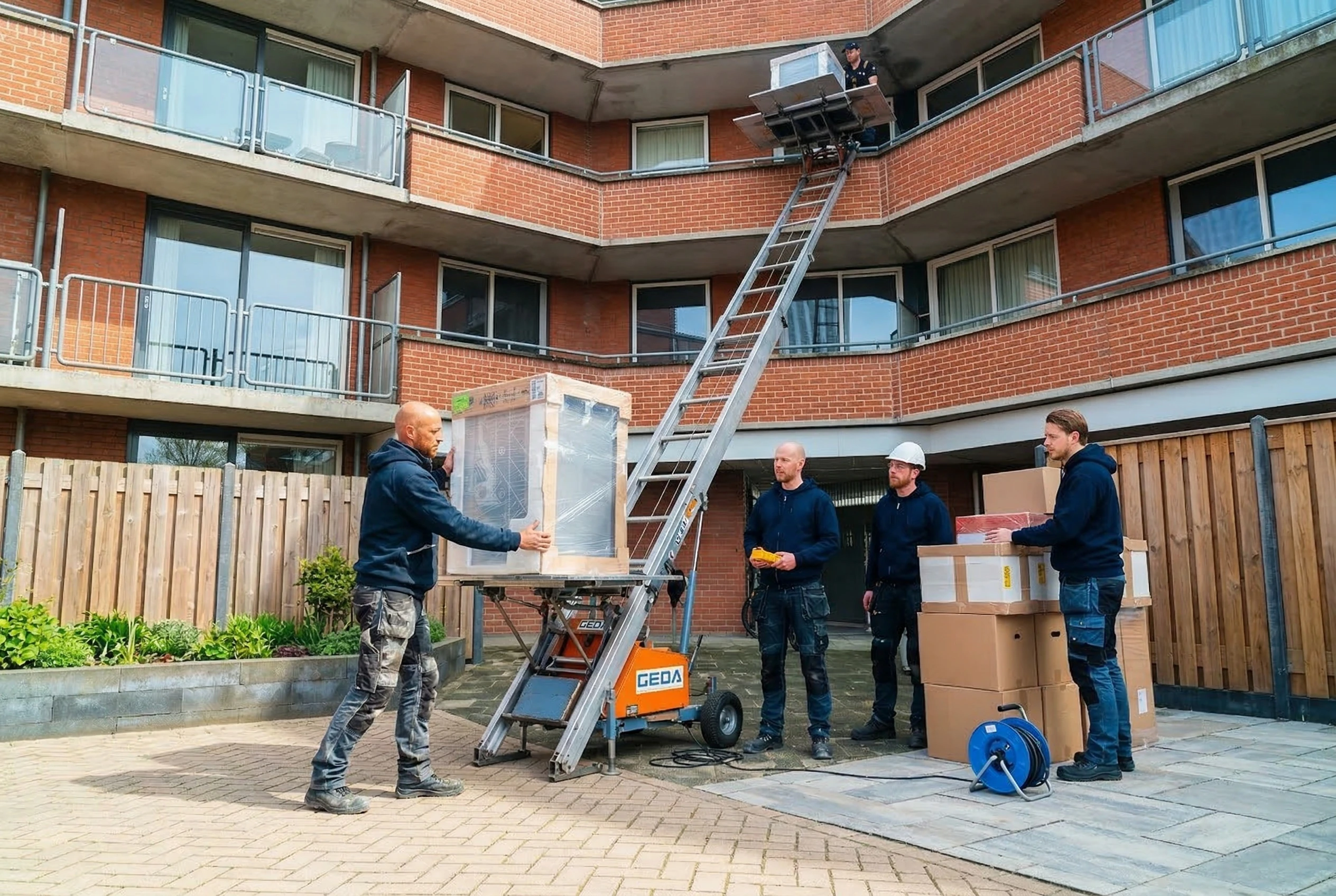 Team Verhuislift Huren Spijkenisse aan het werk