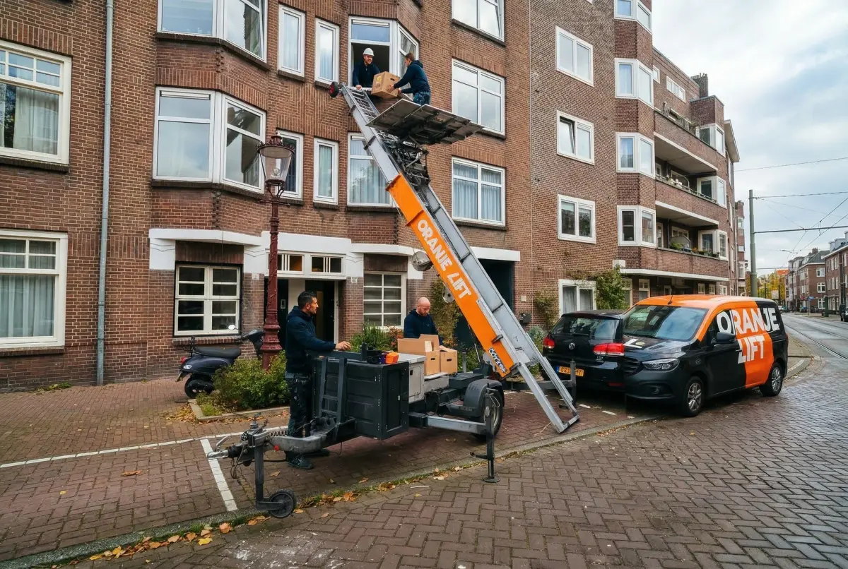 Lift in actie bij woning in Spijkenisse