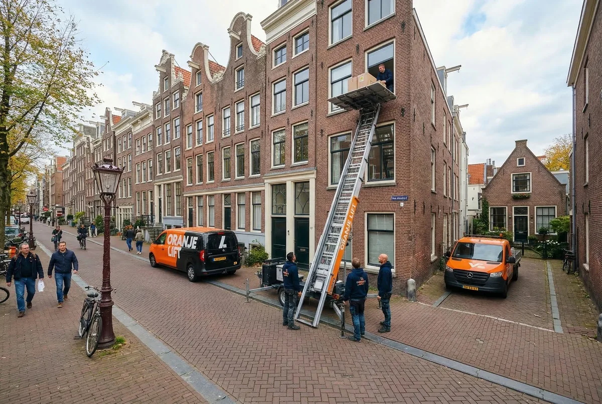 Aanhangerlift in smalle straat Spijkenisse